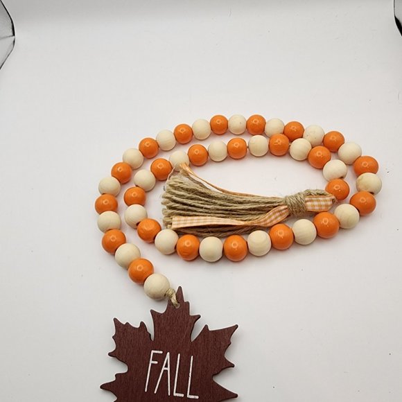 Wood bead Garland with tassel  Fall Harvest Party Decor - Picture 3 of 4